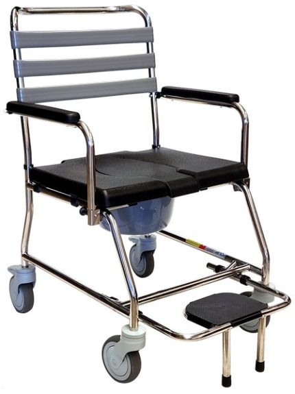 RCM0711 STAINLESS STEEL MOBILE SHOWER COMMODE CHAIR